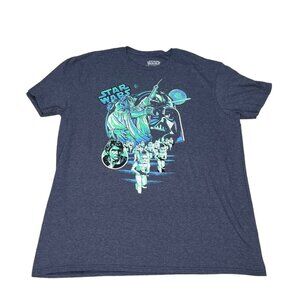 Star Wars A New Hope T Shirt Large 80s Blue Luke Leia Graphic Tee Short Sleeve